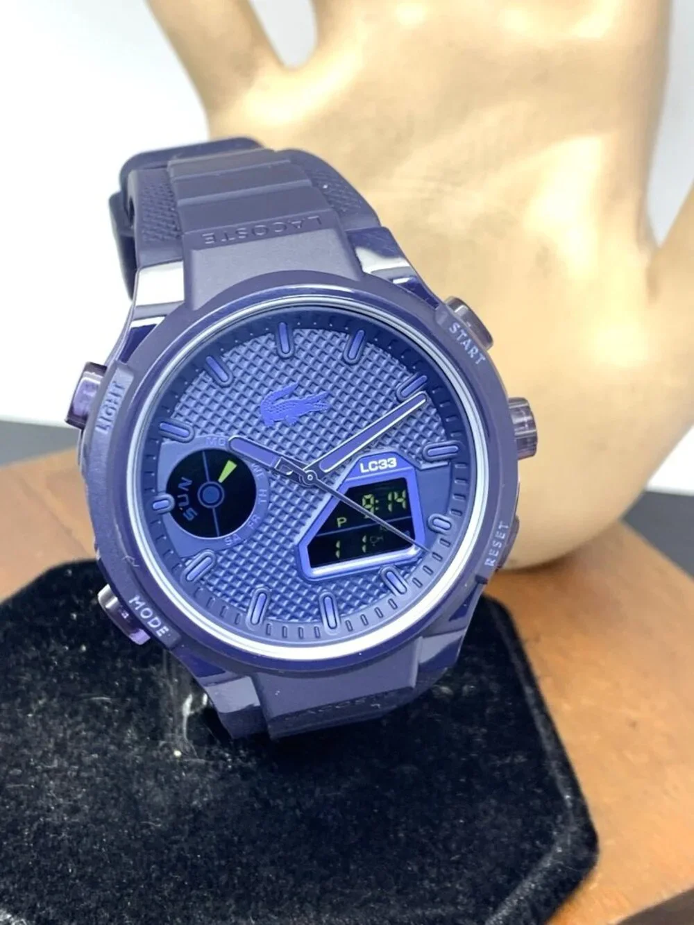 Lacoste Men's Watch 2011448 LC33 Quartz Analog Digital Blue Dial Rubber 44mm